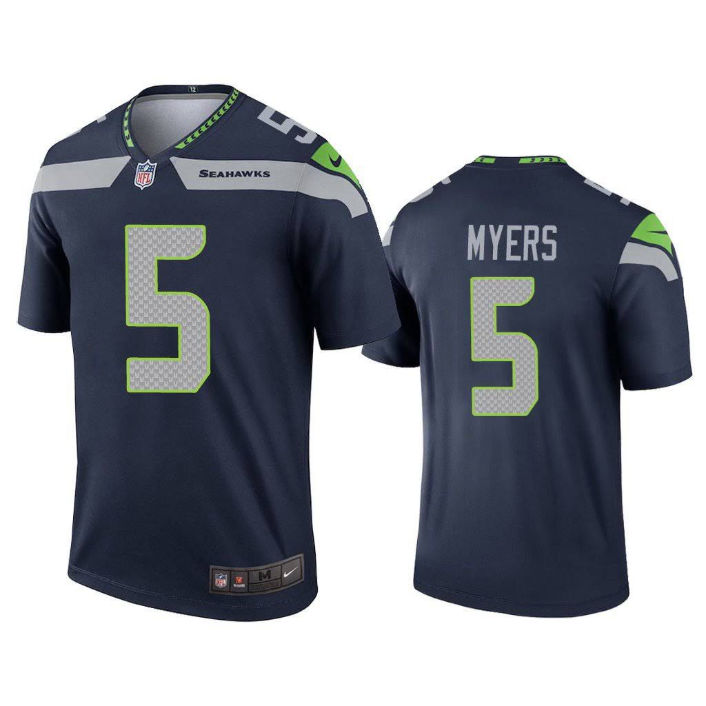 Men Seattle Seahawks #5 Jason Myers Nike Navy Inverted Legend NFL Jersey